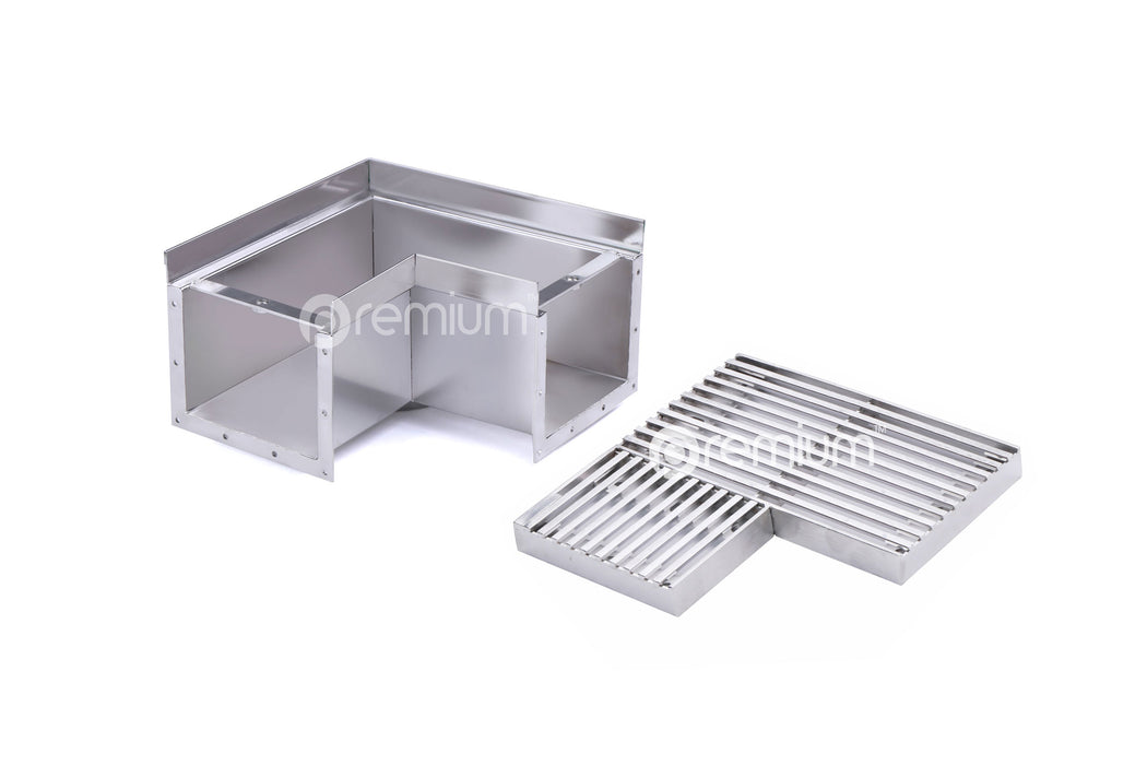 150mm Wedge Wire Heelsafe Linear Grate & Channel Right Angle with Outlet CCC-200150-80SSTC