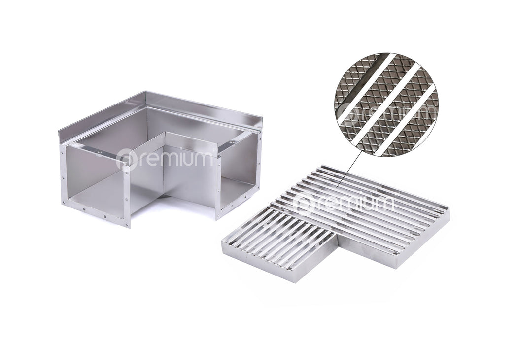 150mm Swimming Pool Anti-Slip Grate & Channel Right Angle with Outlet CCC-200150-80SSYC