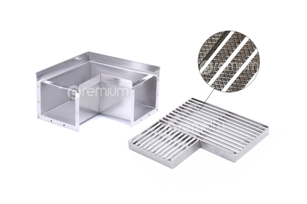 150mm Swimming Pool Anti-Slip Grate & Channel Right Angle (No Outlet) CCC-200150-SSYC