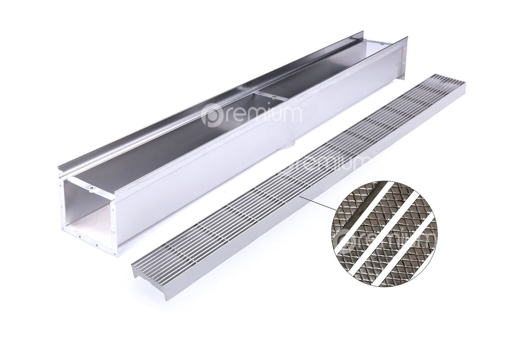 150mm Swimming Pool Anti-Slip Grate & Channel L1000mm with Outlet CLC-1000150-80SSYC