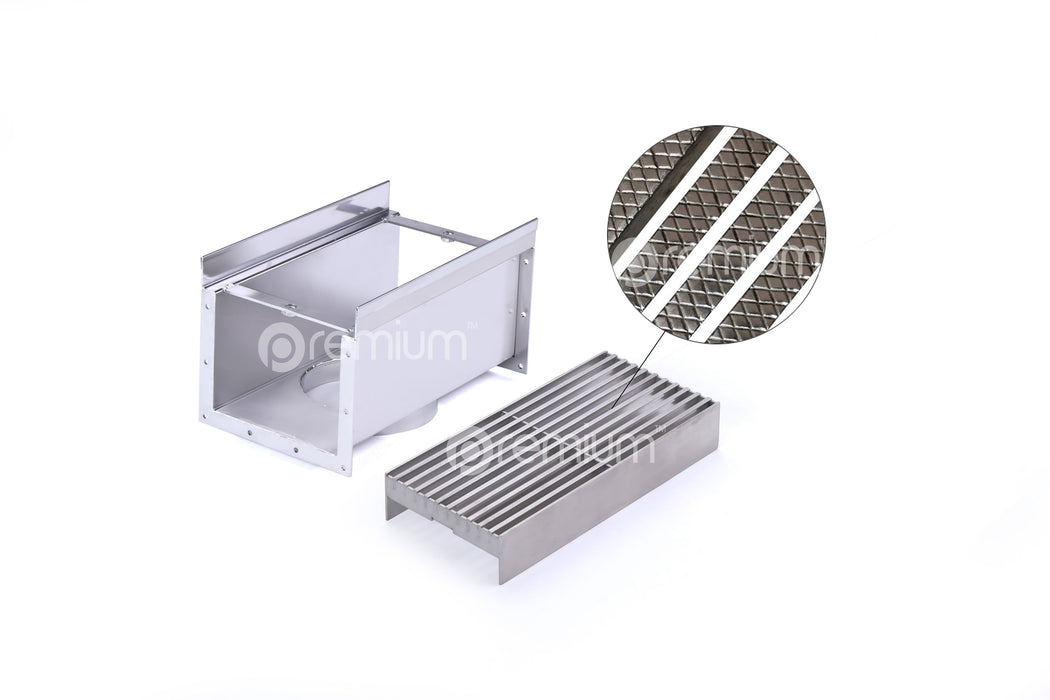 120mm Swimming Pool Anti-Slip Grate & Channel L200mm with Outlet CLC-200120-80SSYC
