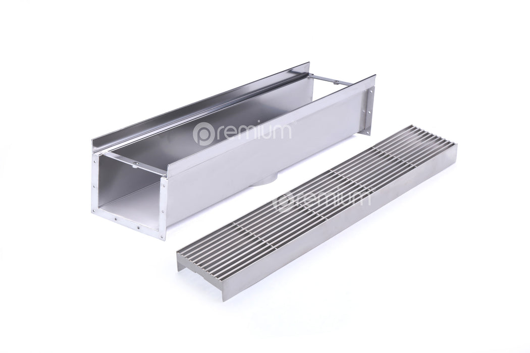 120mm Wedge Wire Heelsafe Linear Grate & Channel L500mm with Outlet CLC-500120-80SSTC