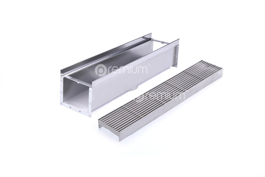 150mm Wedge Wire Heelsafe Linear Grate & Channel L500mm with Outlet CLC-500150-80SSTC