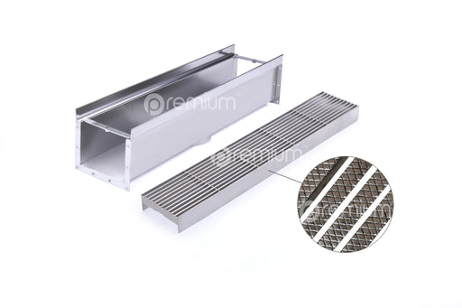 150mm Swimming Pool Anti-Slip Grate & Channel L500mm with Outlet CLC-500150-80SSYC