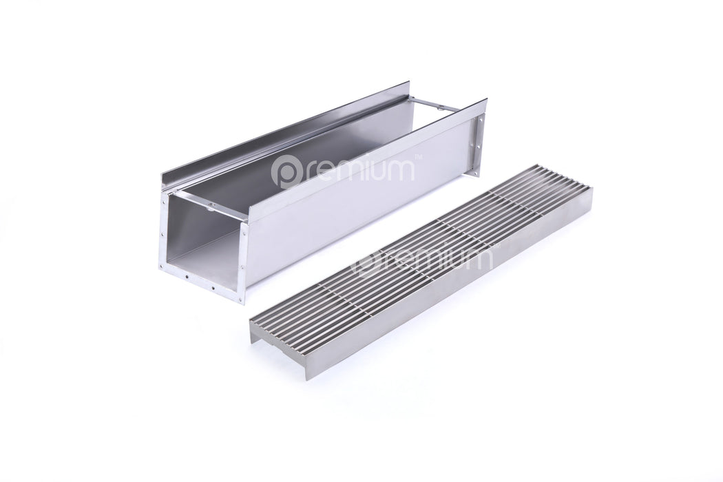 150mm Wedge Wire Heelsafe Linear Grate & Channel L500mm (No Outlet) CLC-500150-SSTC
